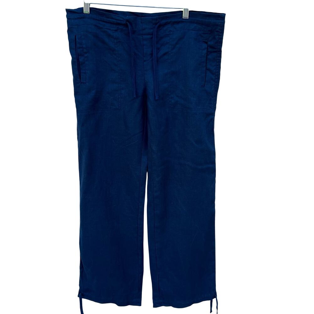 Island Importer Vintage Navy Blue Linen Women's Pants Surf Style Size Medium